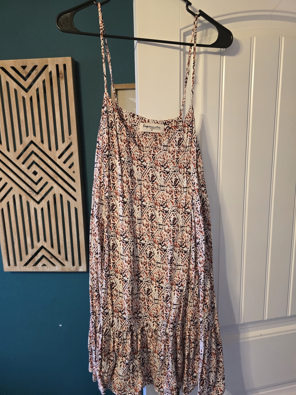 Impressions Pink Patterned Spaghetti Strap Sundress